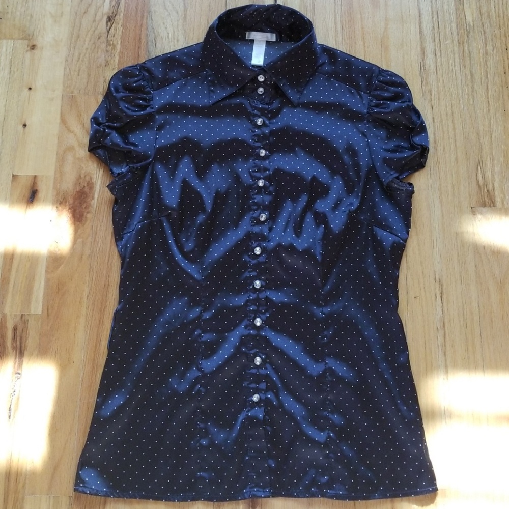 Crystal button down short sleeve top